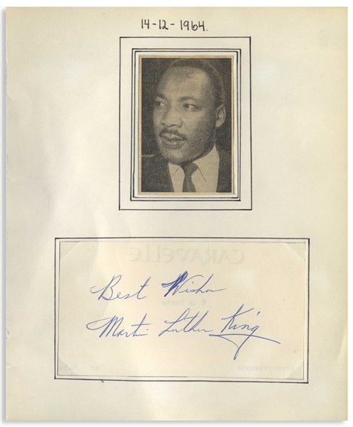 Martin Luther King Uninscribed Signature -- Obtained in 1964 When King Traveled to Norway to Accept His Nobel Peace Prize